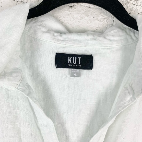 Evereve Kut from the Kloth Zuma Drop Shoulder Button Down Blue White XL - Picture 6 of 15